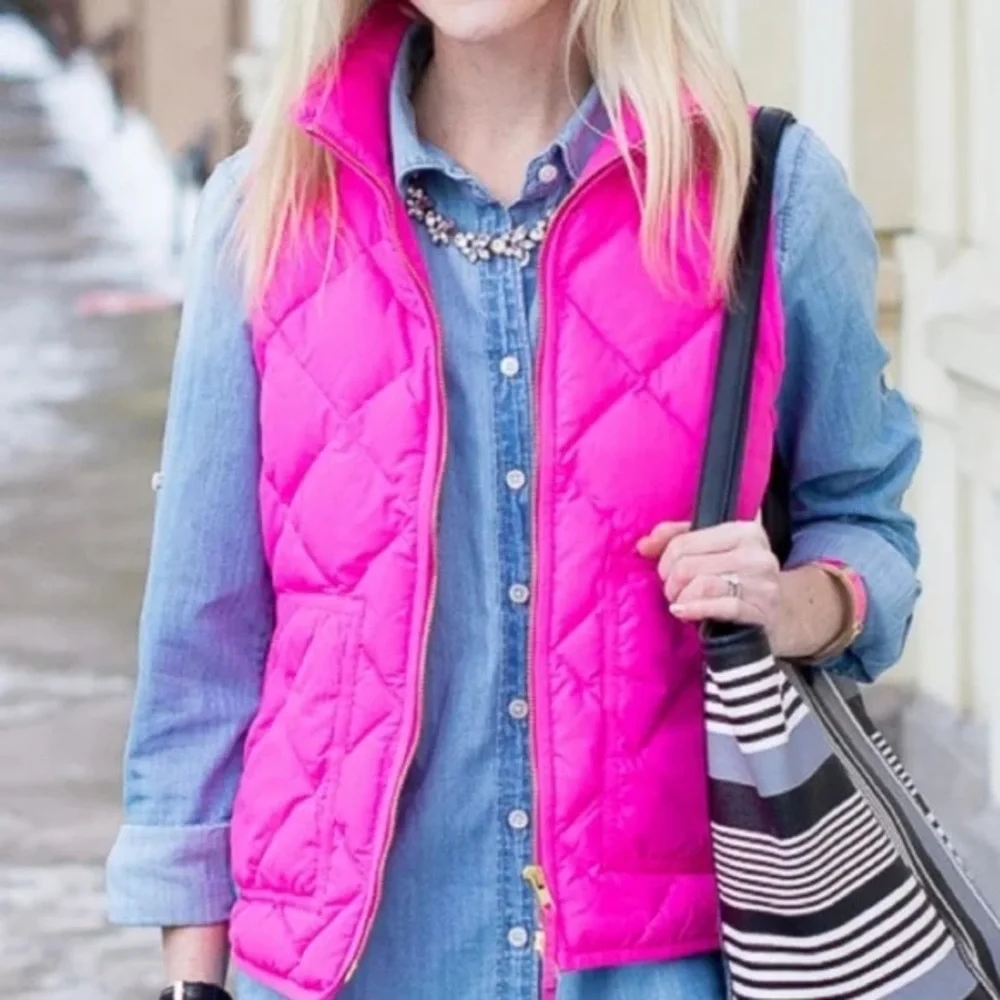 J. Crew Hot Pink Puffer Vest - Picture 1 of 8